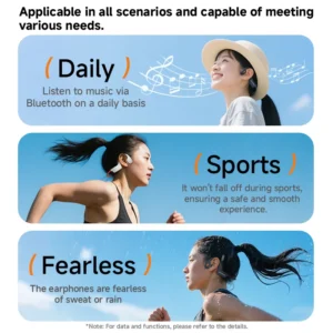 Home Bone Conduction Headphones Bluetooth 5.3 Wireless, 32Hrs Playtime IPX8 Waterproof, Sport Ear Hook Headset with Noise Cancelling